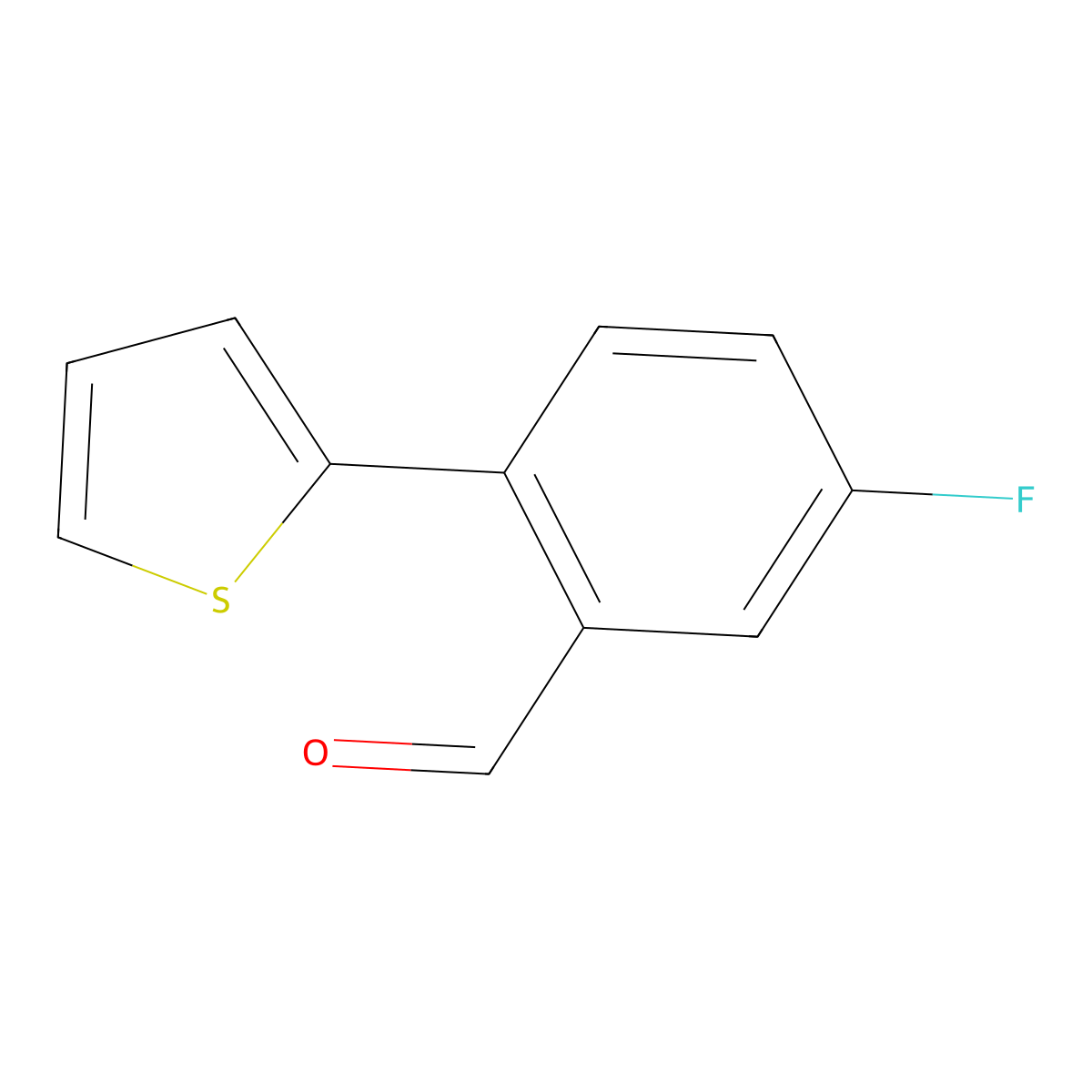 5-Fluoro-2-(thiophen-2-yl)benzaldehyde molecular structure, CAS 1694389-25-7