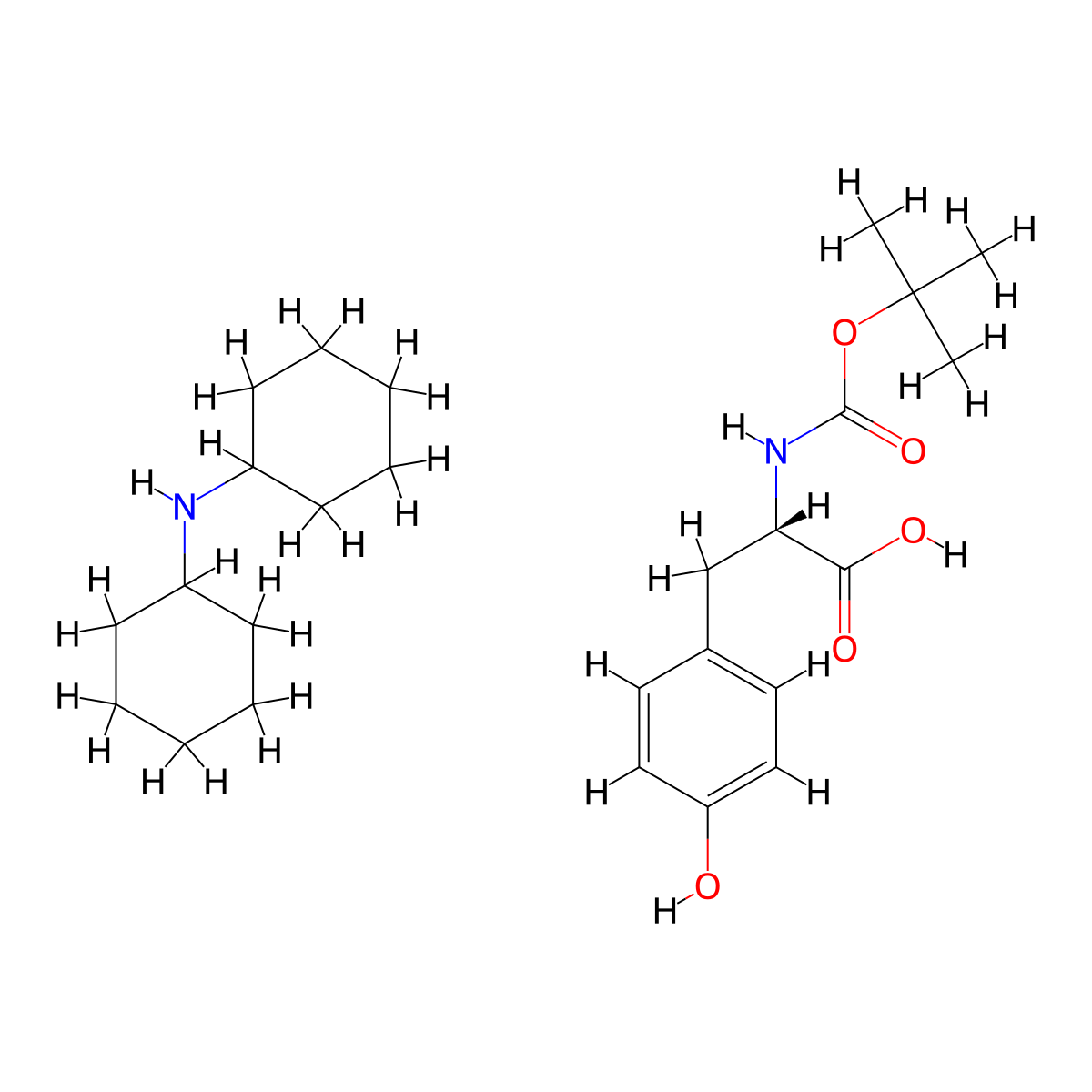 L-Tyrosine, N-[(1,1-dimethylethoxy)carbonyl]-, compd. with N-cyclohexylcyclohexanamine (1:1) molecular structure, CAS 16944-14-2