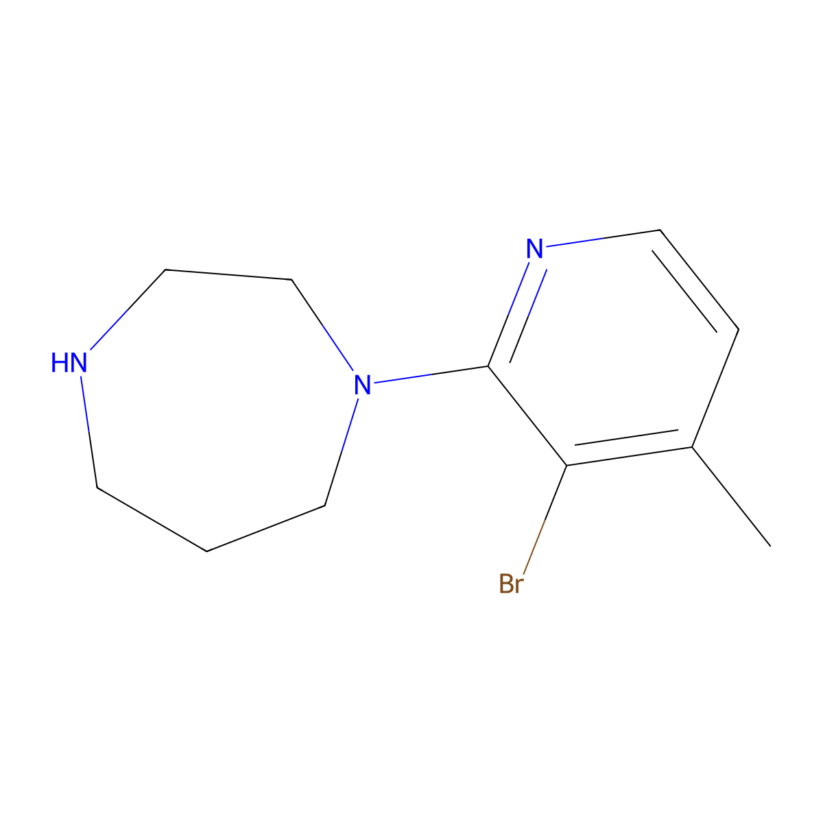 1-(3-Bromo-4-methylpyridin-2-yl)-1,4-diazepane molecular structure, CAS 1694400-47-9