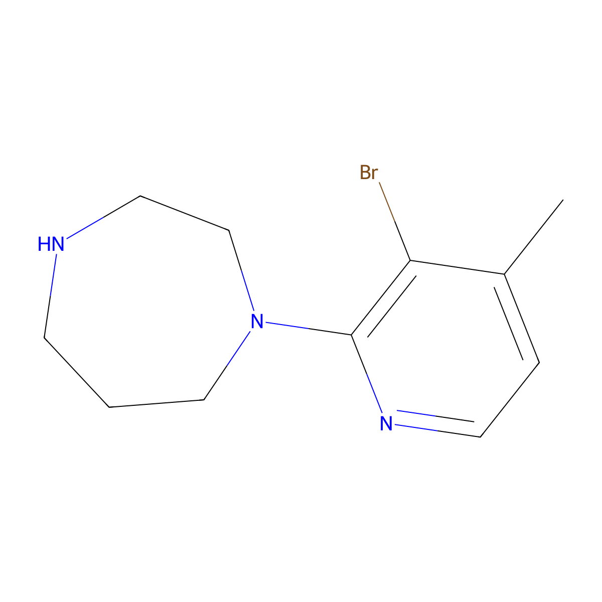 1-(3-Bromo-4-methylpyridin-2-yl)-1,4-diazepane molecular structure, CAS 1694400-47-9