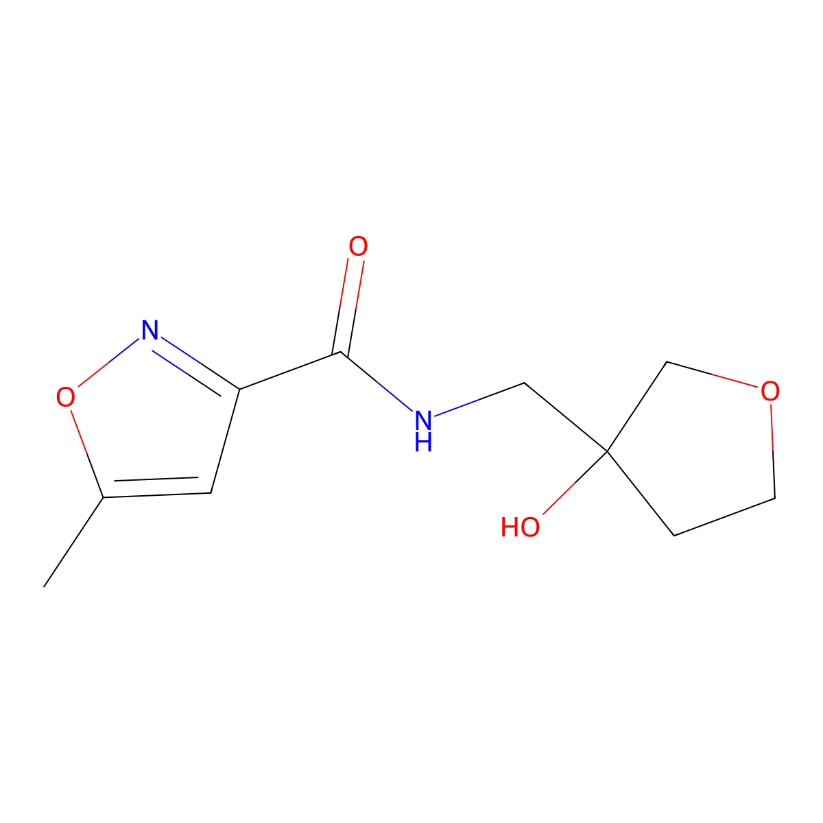 N-((3-hydroxytetrahydrofuran-3-yl)methyl)-5-methylisoxazole-3-carboxamide molecular structure, CAS 1694406-32-0