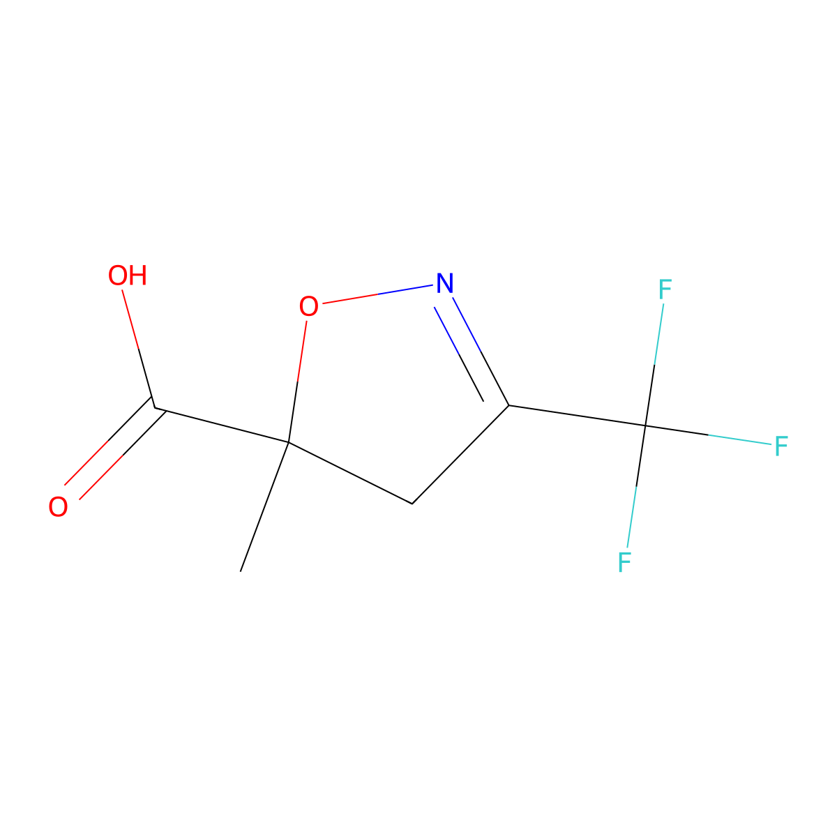5-Methyl-3-(trifluoromethyl)-4,5-dihydro-1,2-oxazole-5-carboxylic acid molecular structure, CAS 1694419-62-9