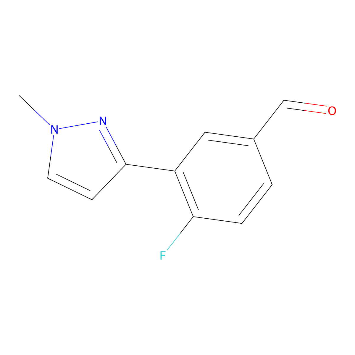 4-Fluoro-3-(1-methyl-1H-pyrazol-3-yl)benzaldehyde molecular structure, CAS 1694444-07-9