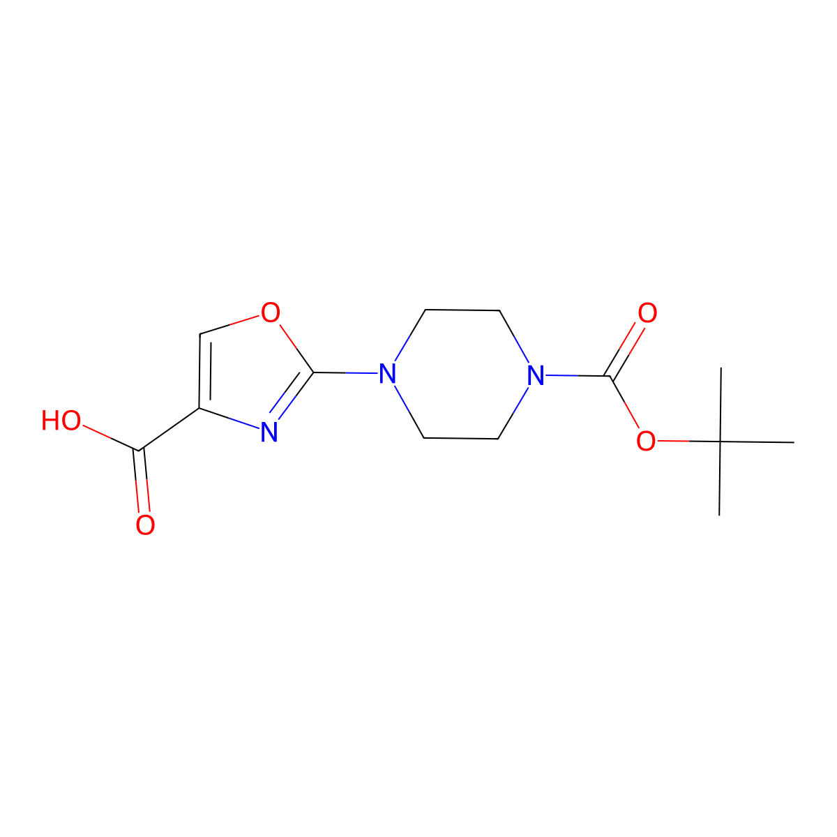 2-{4-[(Tert-butoxy)carbonyl]piperazin-1-yl}-1,3-oxazole-4-carboxylicacid molecular structure, CAS 1694457-94-7
