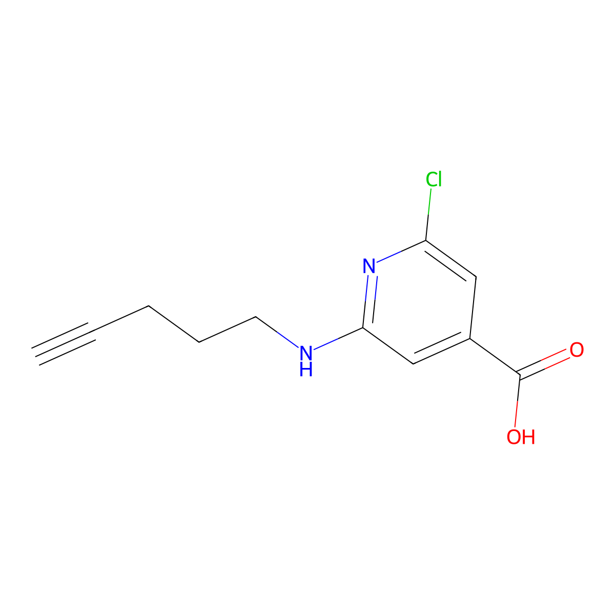 2-Chloro-6-[(pent-4-yn-1-yl)amino]pyridine-4-carboxylic acid molecular structure, CAS 1694463-53-0