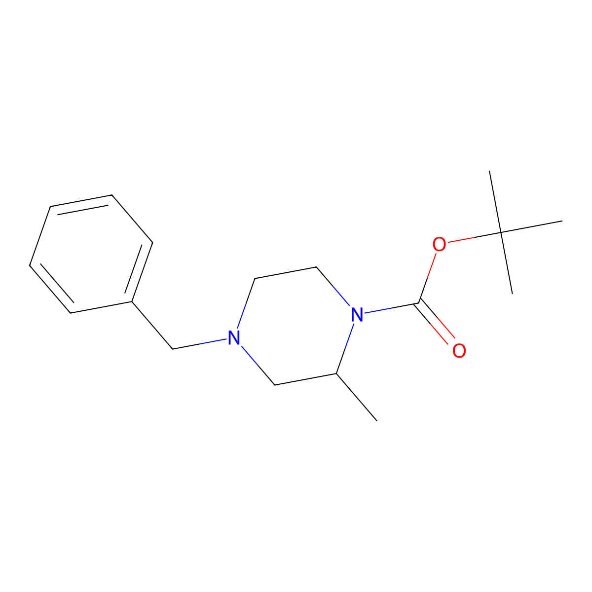 (S)-1-tert-butoxycarbonyl-2-methyl-4-benzylpiperazine molecular structure, CAS 169447-69-2
