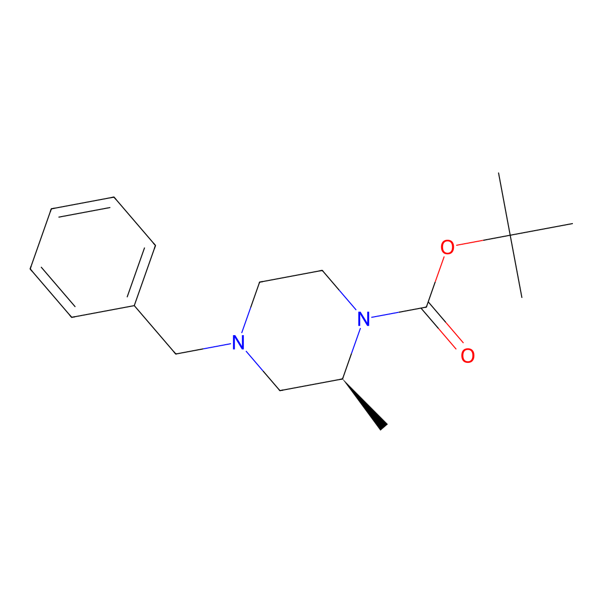 (S)-1-tert-butoxycarbonyl-2-methyl-4-benzylpiperazine molecular structure, CAS 169447-69-2