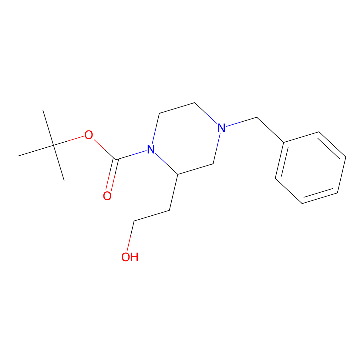 (S)-4-Benzyl-2-(2-hydroxyethyl)piperazine-1-carboxylic acid tert-butyl ester molecular structure, CAS 169447-92-1