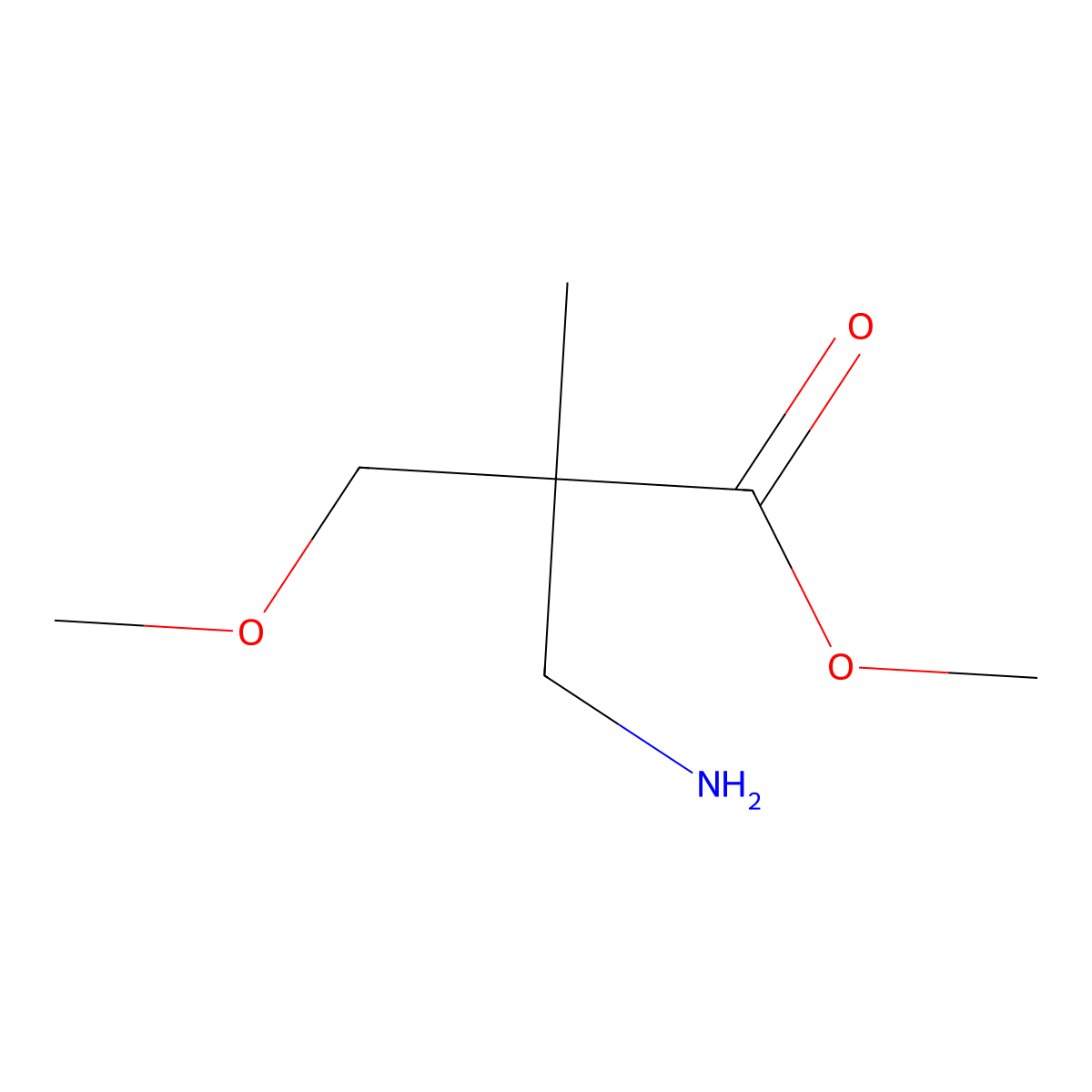 Methyl 3-amino-2-(methoxymethyl)-2-methylpropanoate molecular structure, CAS 1694472-63-3