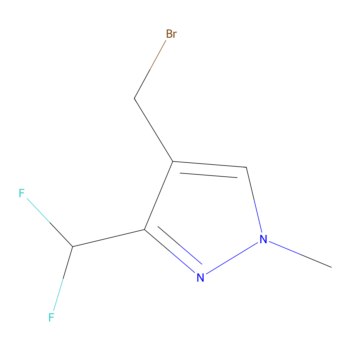 4-(bromomethyl)-3-(difluoromethyl)-1-methyl-1H-pyrazole molecular structure, CAS 1694474-39-9