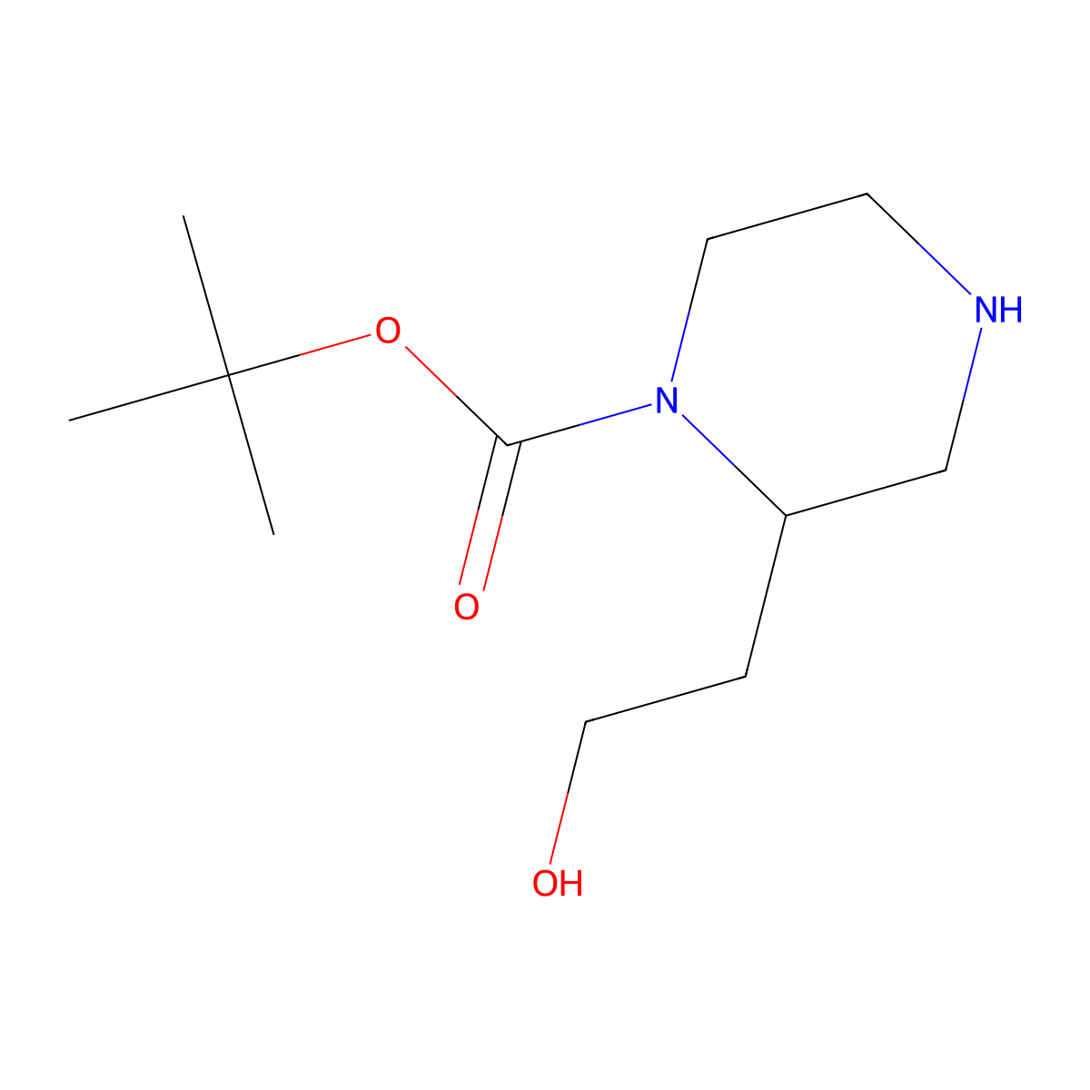 (S)-tert-butyl 2-(2-hydroxyethyl)piperazine-1-carboxylate molecular structure, CAS 169448-17-3