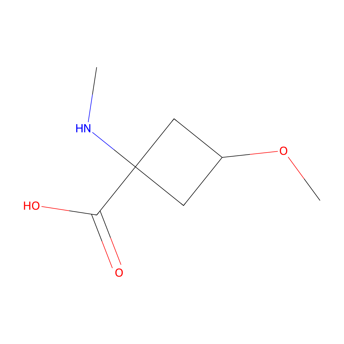 3-Methoxy-1-(methylamino)cyclobutane-1-carboxylic acid molecular structure, CAS 1694481-86-1