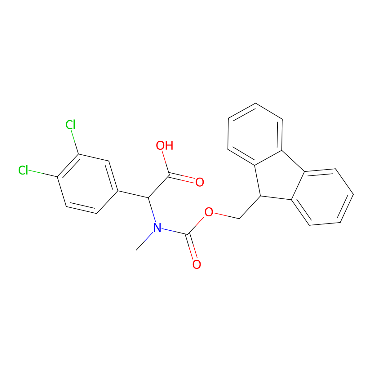 2-(3,4-dichlorophenyl)-2-({[(9H-fluoren-9-yl)methoxy]carbonyl}(methyl)amino)acetic acid molecular structure, CAS 1694504-35-2