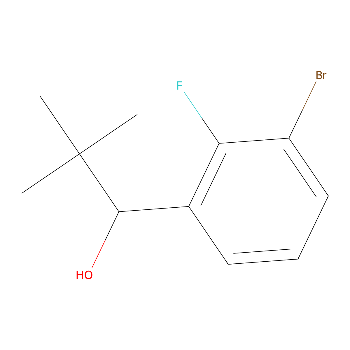1-(3-Bromo-2-fluorophenyl)-2,2-dimethylpropan-1-ol molecular structure, CAS 1694516-01-2