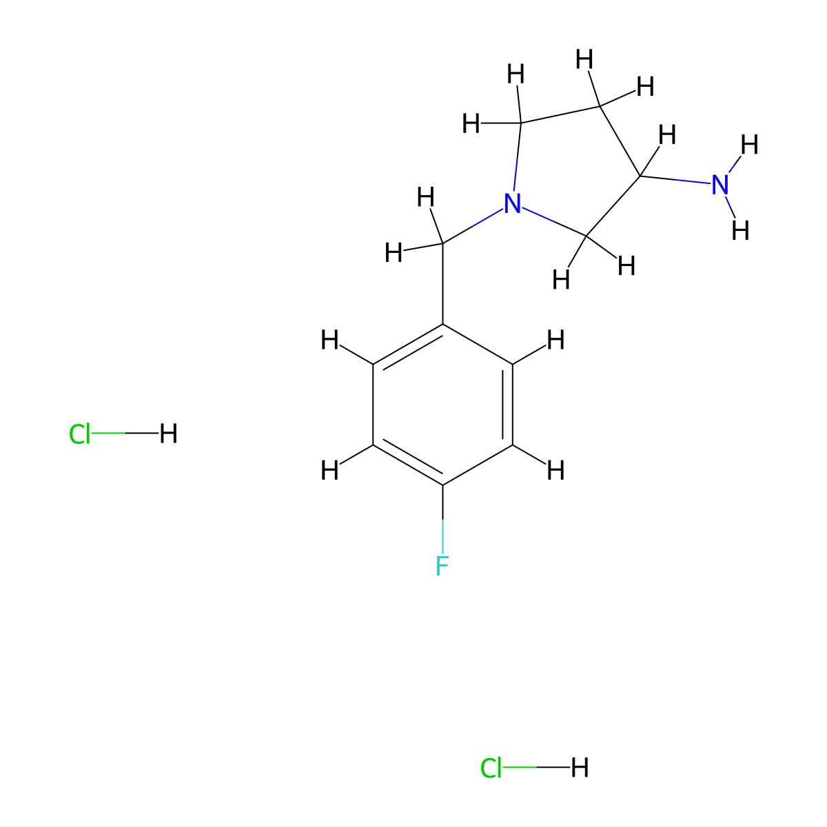 1-(4-Fluorobenzyl)pyrrolidin-3-amine dihydrochloride molecular structure, CAS 169452-08-8