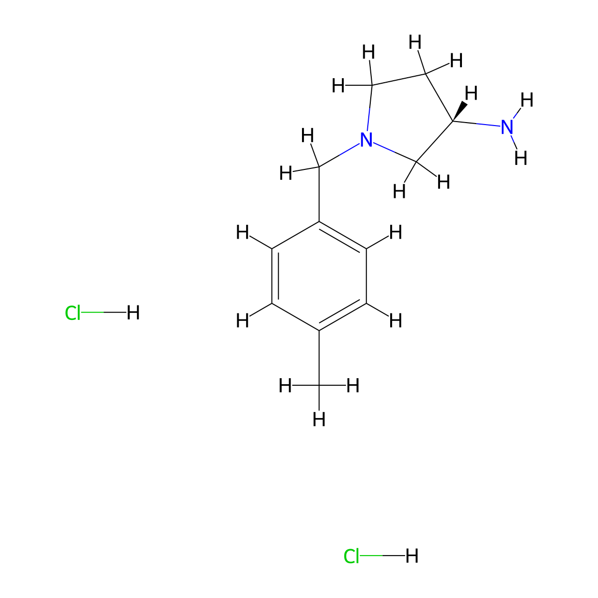(S)-1-(4-Methylbenzyl)pyrrolidin-3-amine dihydrochloride molecular structure, CAS 169452-09-9