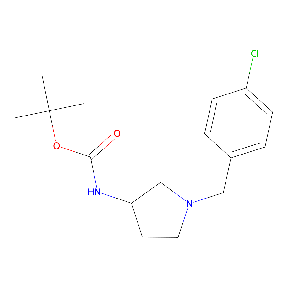 (S)-tert-Butyl 1-(4-chlorobenzyl)pyrrolidin-3-ylcarbamate molecular structure, CAS 169452-10-2