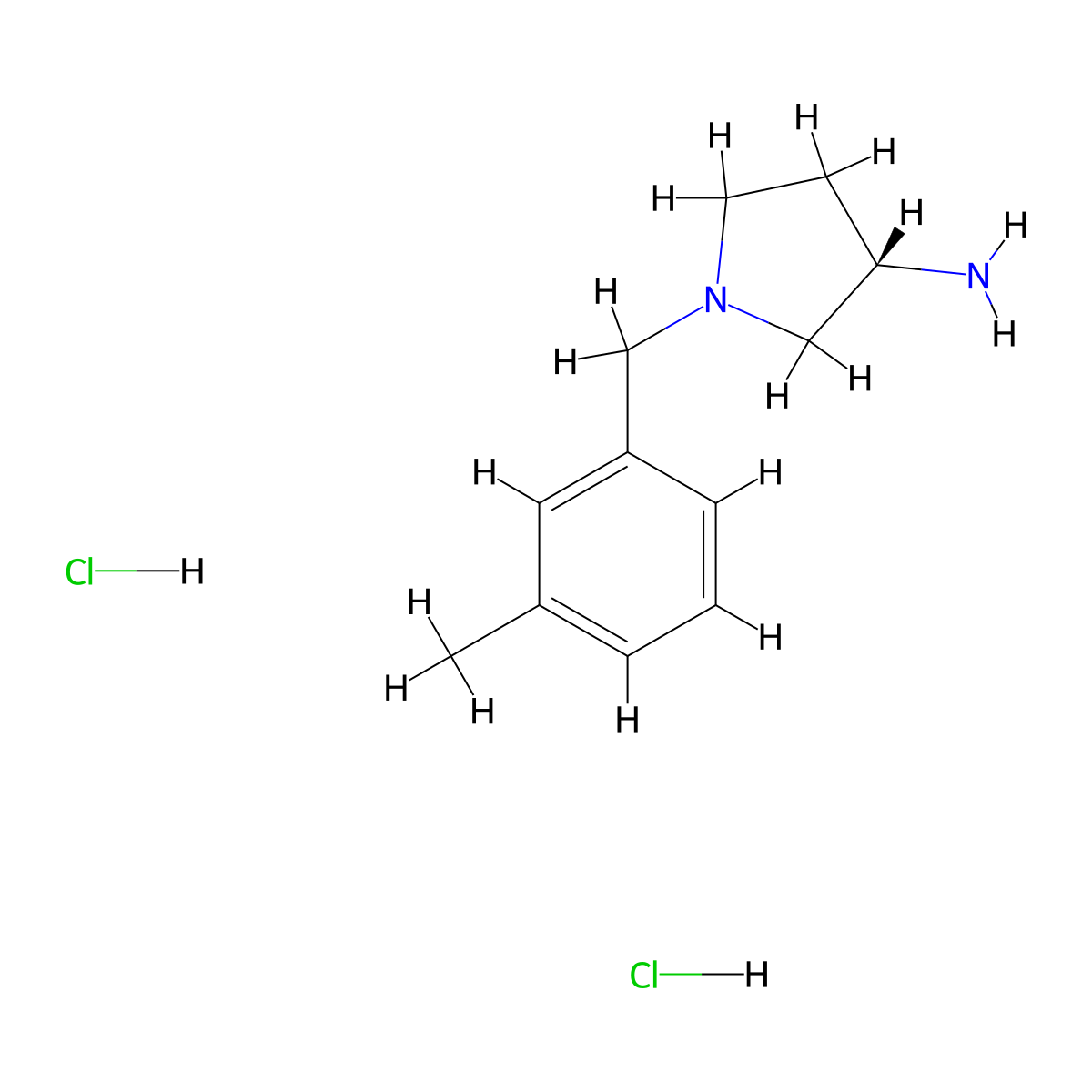 (S)-1-(3-Methylbenzyl)pyrrolidin-3-amine dihydrochloride molecular structure, CAS 169452-13-5
