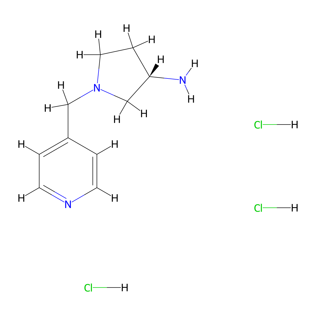 (S)-1-(Pyridin-4-ylmethyl)pyrrolidin-3-amine trihydrochloride molecular structure, CAS 169452-30-6