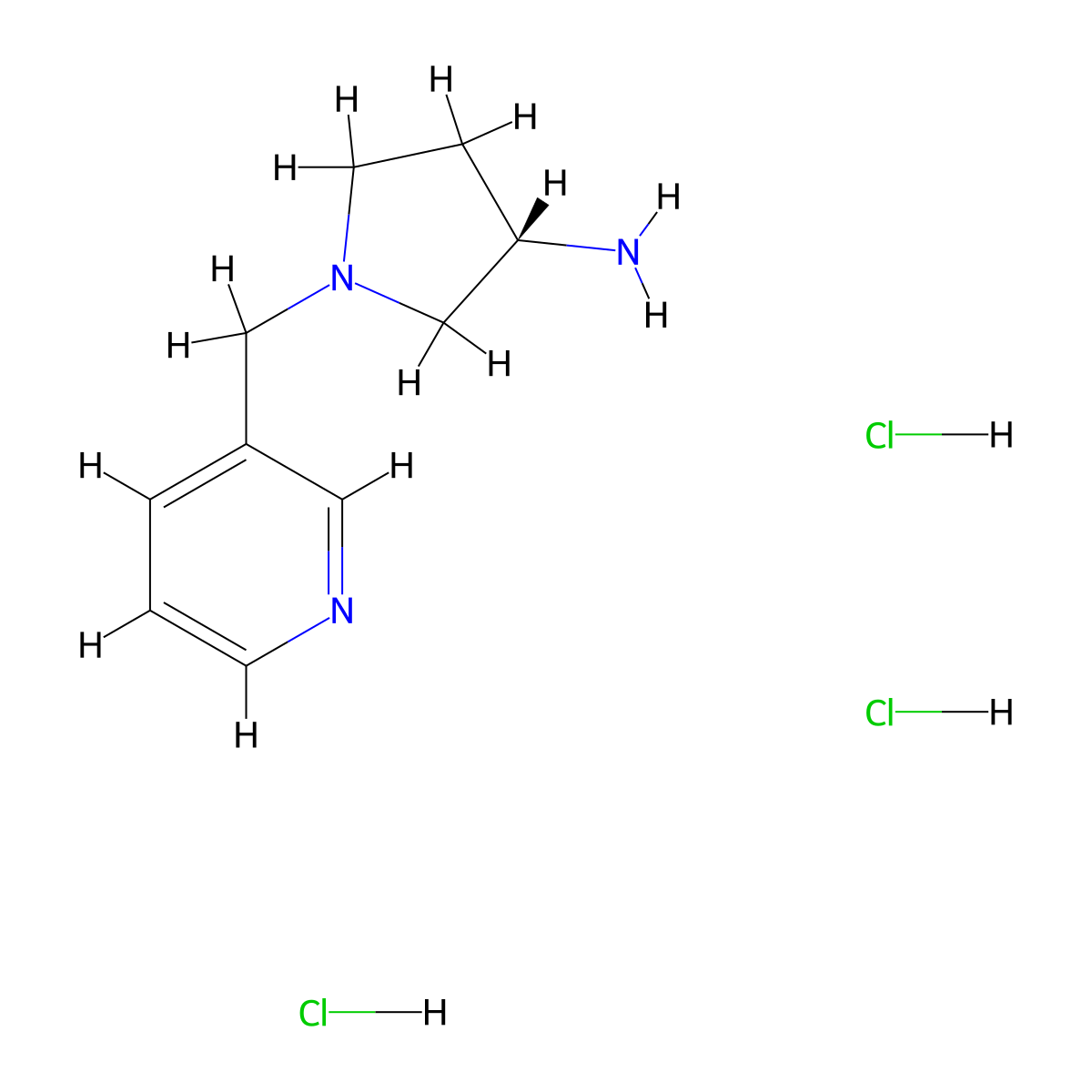 (S)-1-(Pyridin-3-ylmethyl)pyrrolidin-3-amine trihydrochloride molecular structure, CAS 169452-31-7