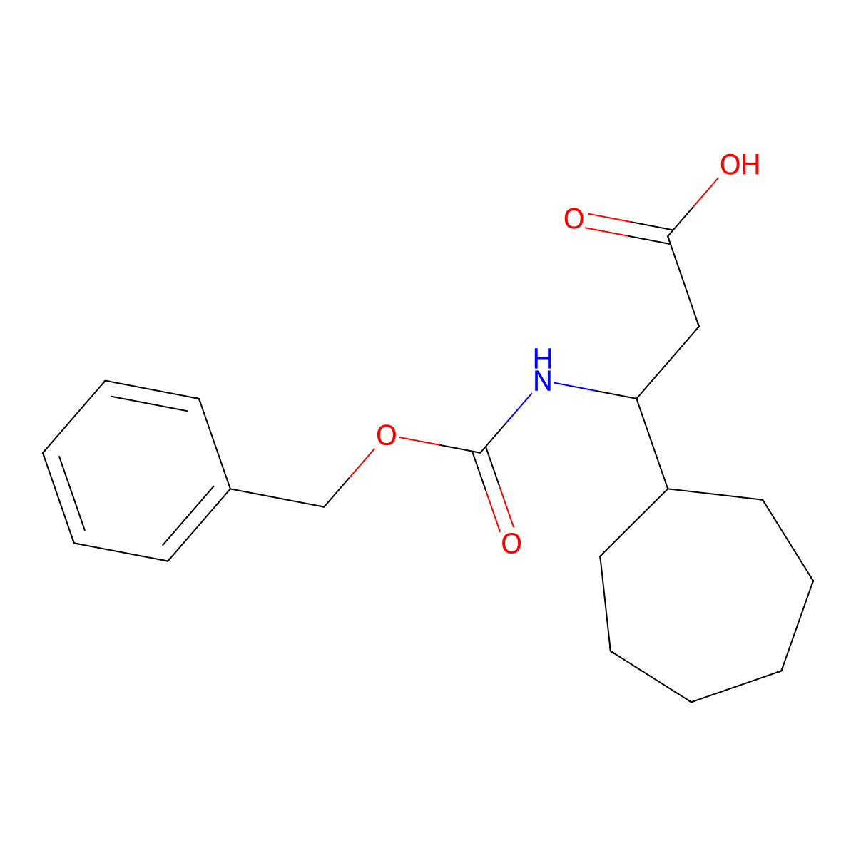 3-{[(Benzyloxy)carbonyl]amino}-3-cycloheptylpropanoic acid molecular structure, CAS 1694522-94-5