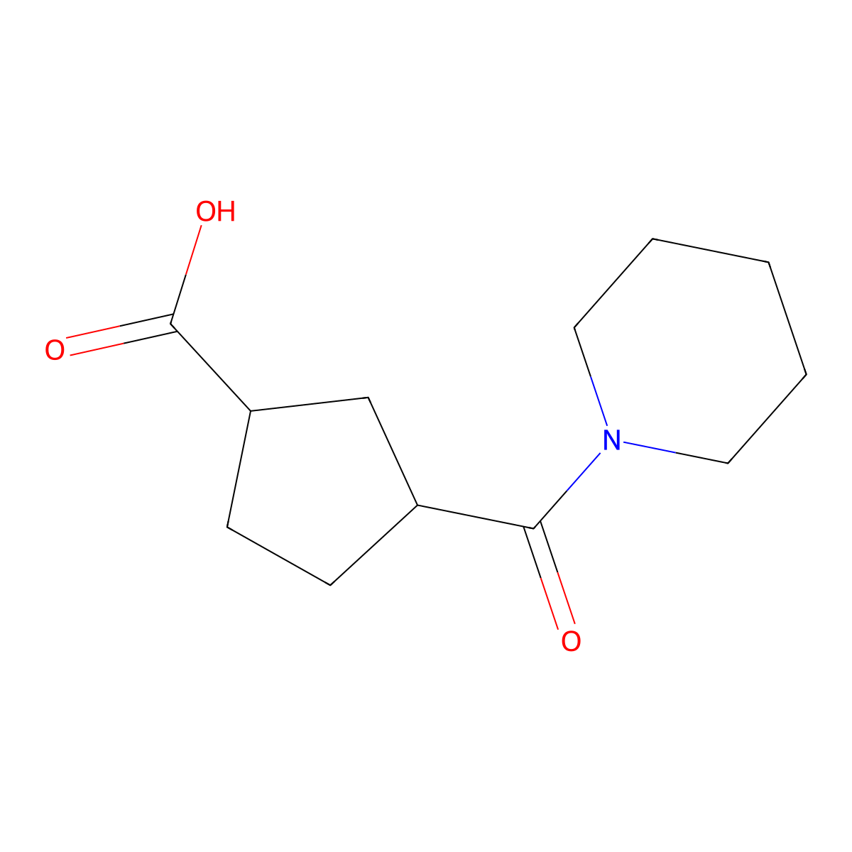 3-(Piperidine-1-carbonyl)cyclopentanecarboxylic acid molecular structure, CAS 1694540-25-4