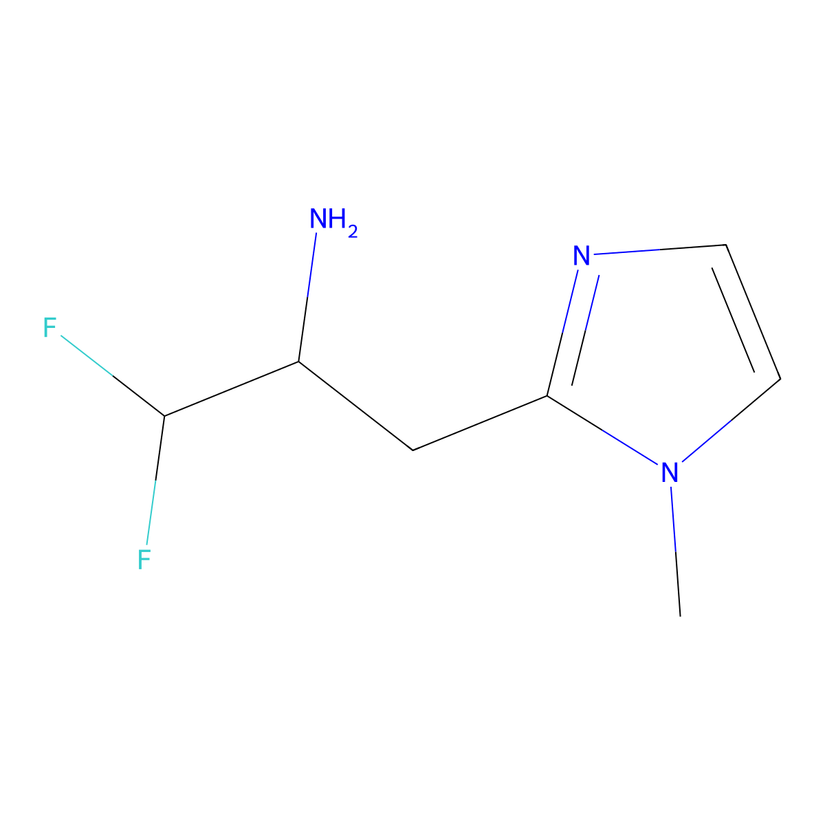 1,1-Difluoro-3-(1-methyl-1H-imidazol-2-YL)propan-2-amine molecular structure, CAS 1694553-85-9