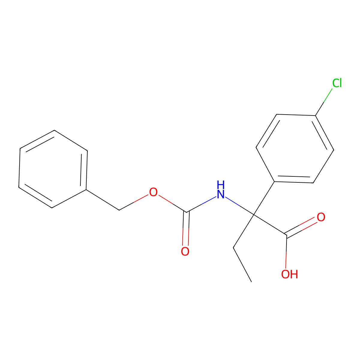 2-{[(Benzyloxy)carbonyl]amino}-2-(4-chlorophenyl)butanoic acid molecular structure, CAS 1694562-52-1