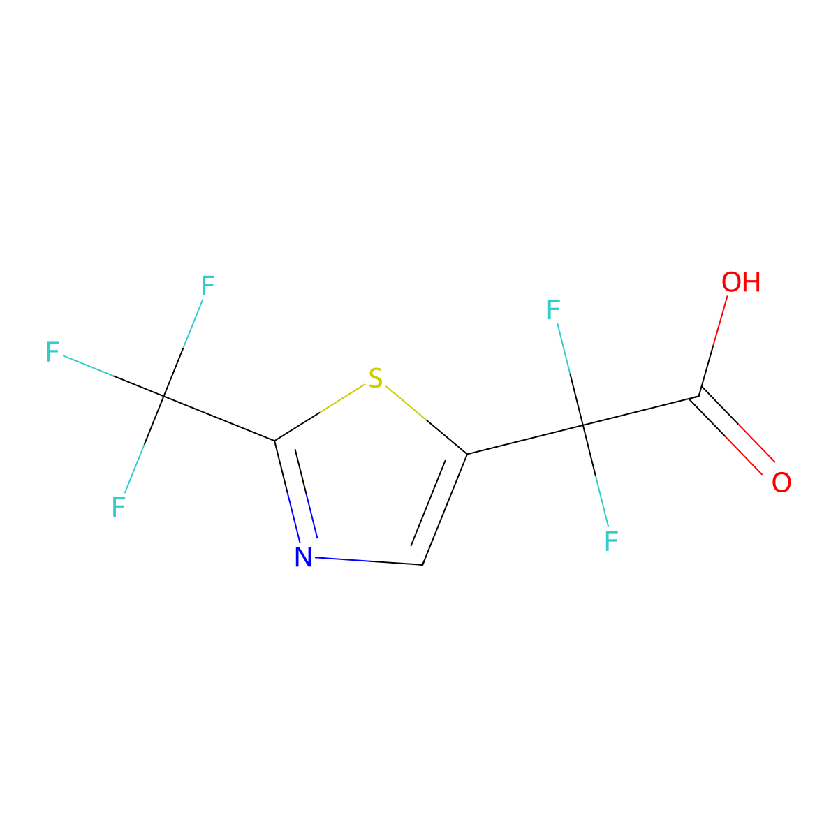 2,2-Difluoro-2-[2-(trifluoromethyl)-1,3-thiazol-5-yl]acetic acid molecular structure, CAS 1694568-68-7