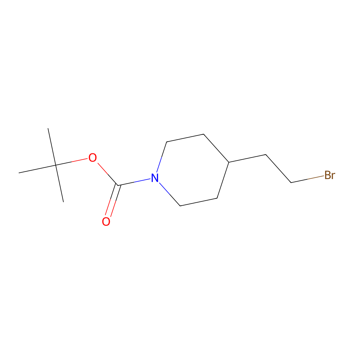 tert-Butyl 4-(2-bromoethyl)piperidine-1-carboxylate molecular structure, CAS 169457-73-2