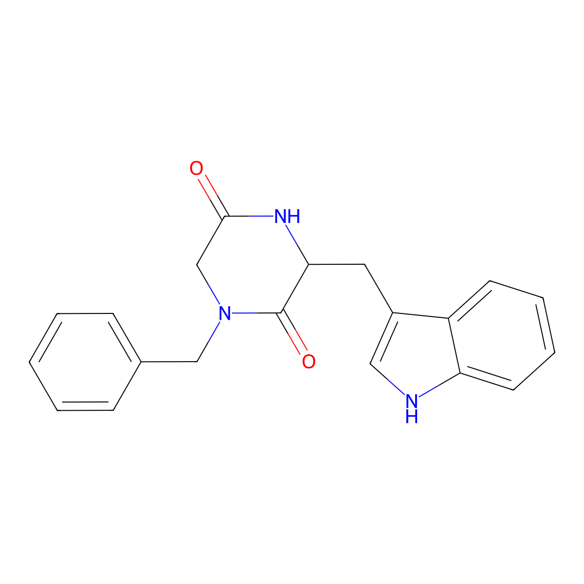 (S)-3-((1H-indol-3-yl)methyl)-1-benzylpiperazine-2,5-dione molecular structure, CAS 169458-66-6