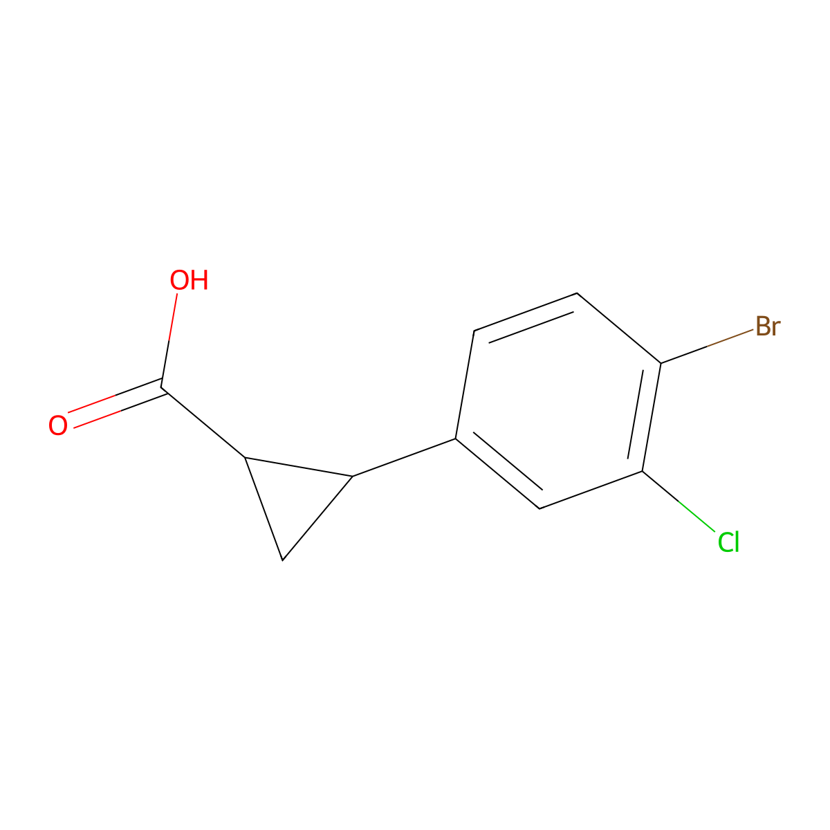 2-(4-Bromo-3-chlorophenyl)cyclopropane-1-carboxylic acid molecular structure, CAS 1694588-54-9
