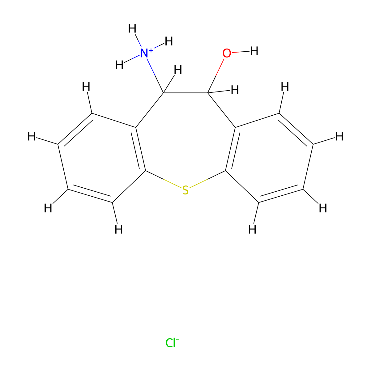 Dibenzo(b,f)thiepin-10-ol, 10,11-dihydro-11-amino-, hydrochloride, hydrate molecular structure, CAS 16946-57-9