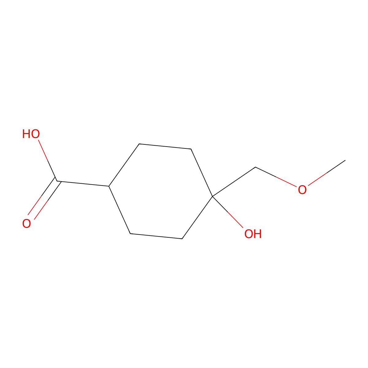4-Hydroxy-4-(methoxymethyl)cyclohexane-1-carboxylic acid molecular structure, CAS 1694604-18-6