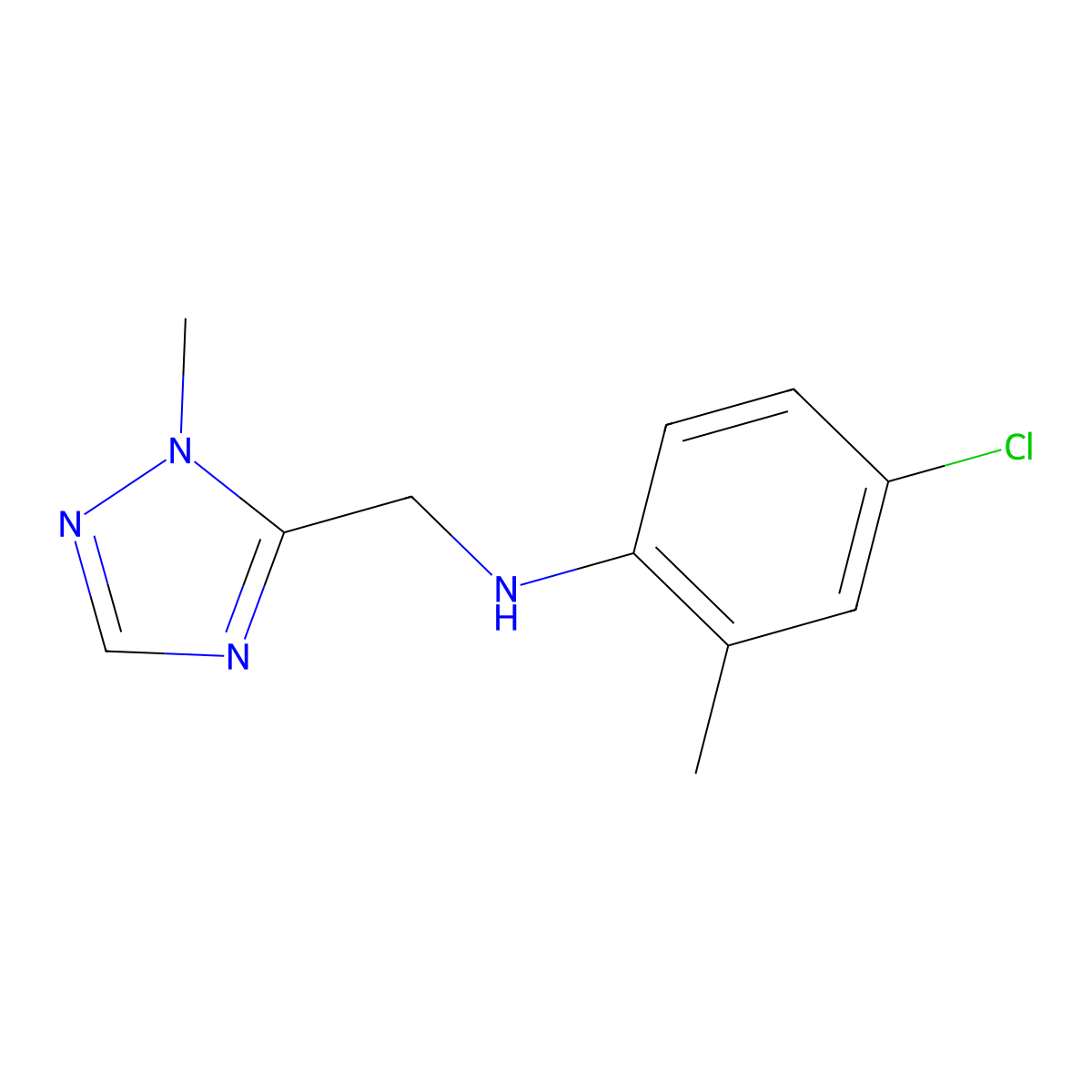 4-chloro-2-methyl-N-[(1-methyl-1H-1,2,4-triazol-5-yl)methyl]aniline molecular structure, CAS 1694607-44-7