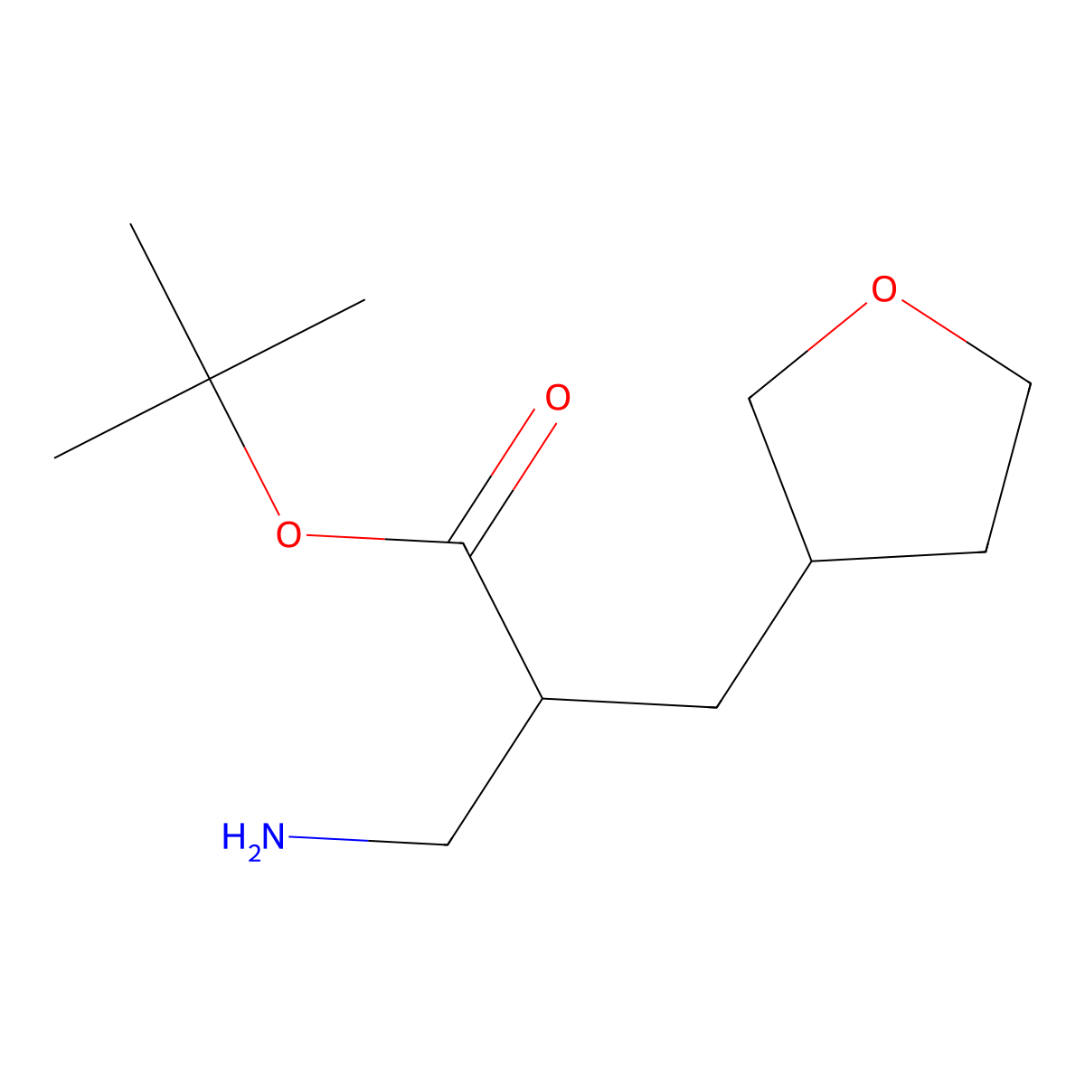 Tert-butyl 3-amino-2-[(oxolan-3-yl)methyl]propanoate molecular structure, CAS 1694611-39-6