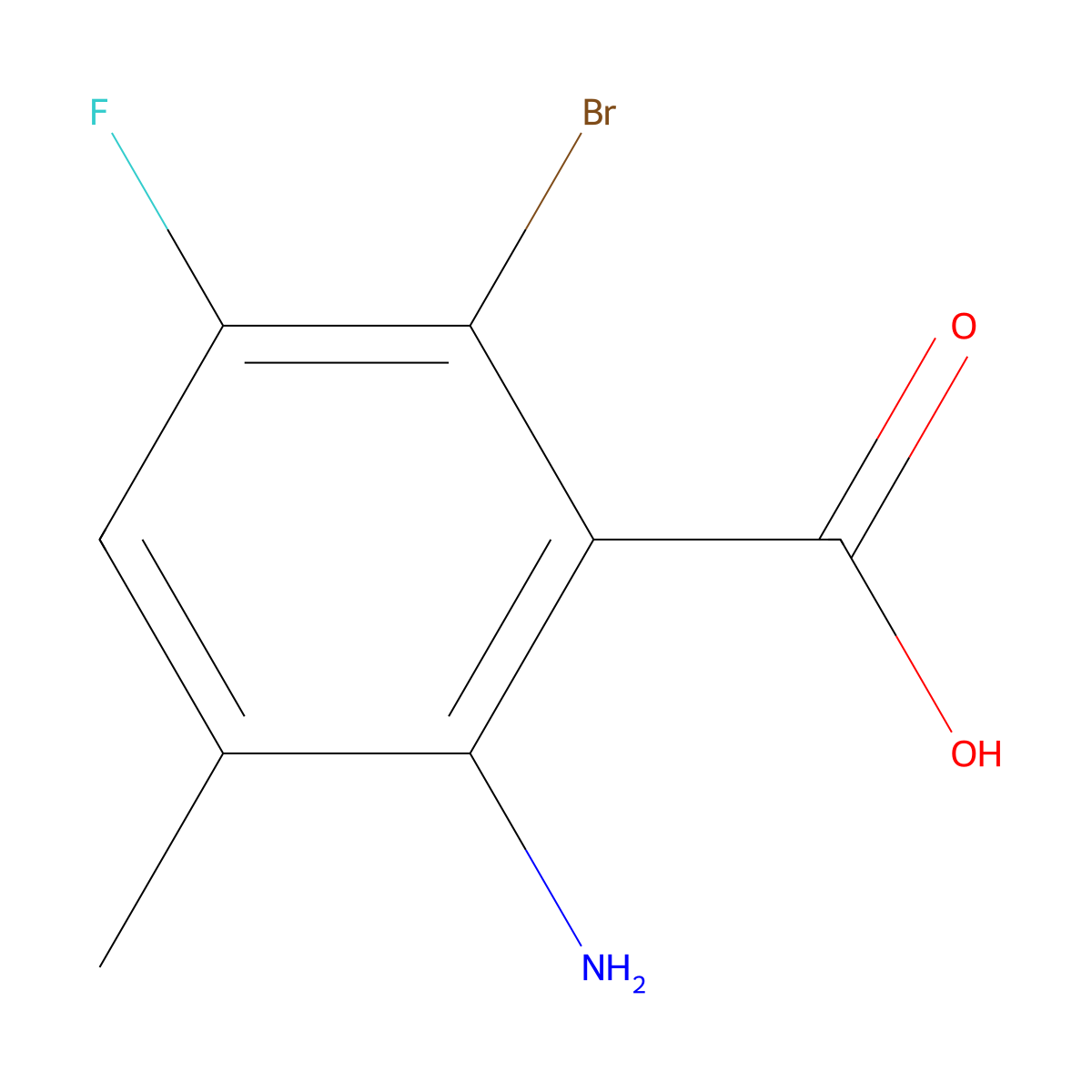 2-Amino-6-bromo-5-fluoro-3-methylbenzoic acid molecular structure, CAS 1694614-97-5