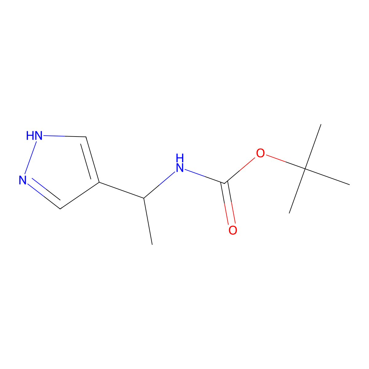 tert-butyl N-[1-(1H-pyrazol-4-yl)ethyl]carbamate molecular structure, CAS 1694621-06-1