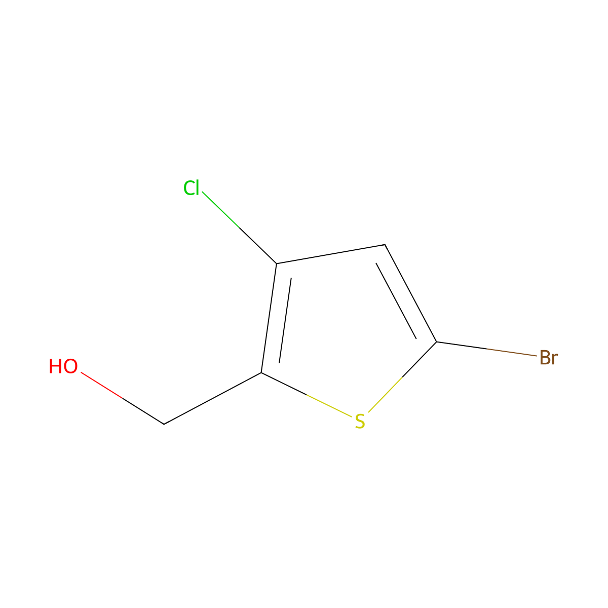 (5-Bromo-3-chlorothiophen-2-yl)methanol molecular structure, CAS 1694626-90-8