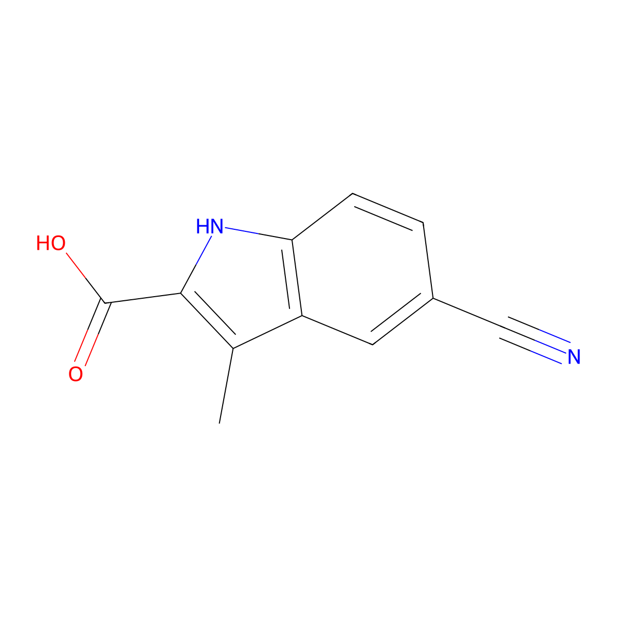 5-cyano-3-methyl-1H-indole-2-carboxylic Acid molecular structure, CAS 169463-46-1