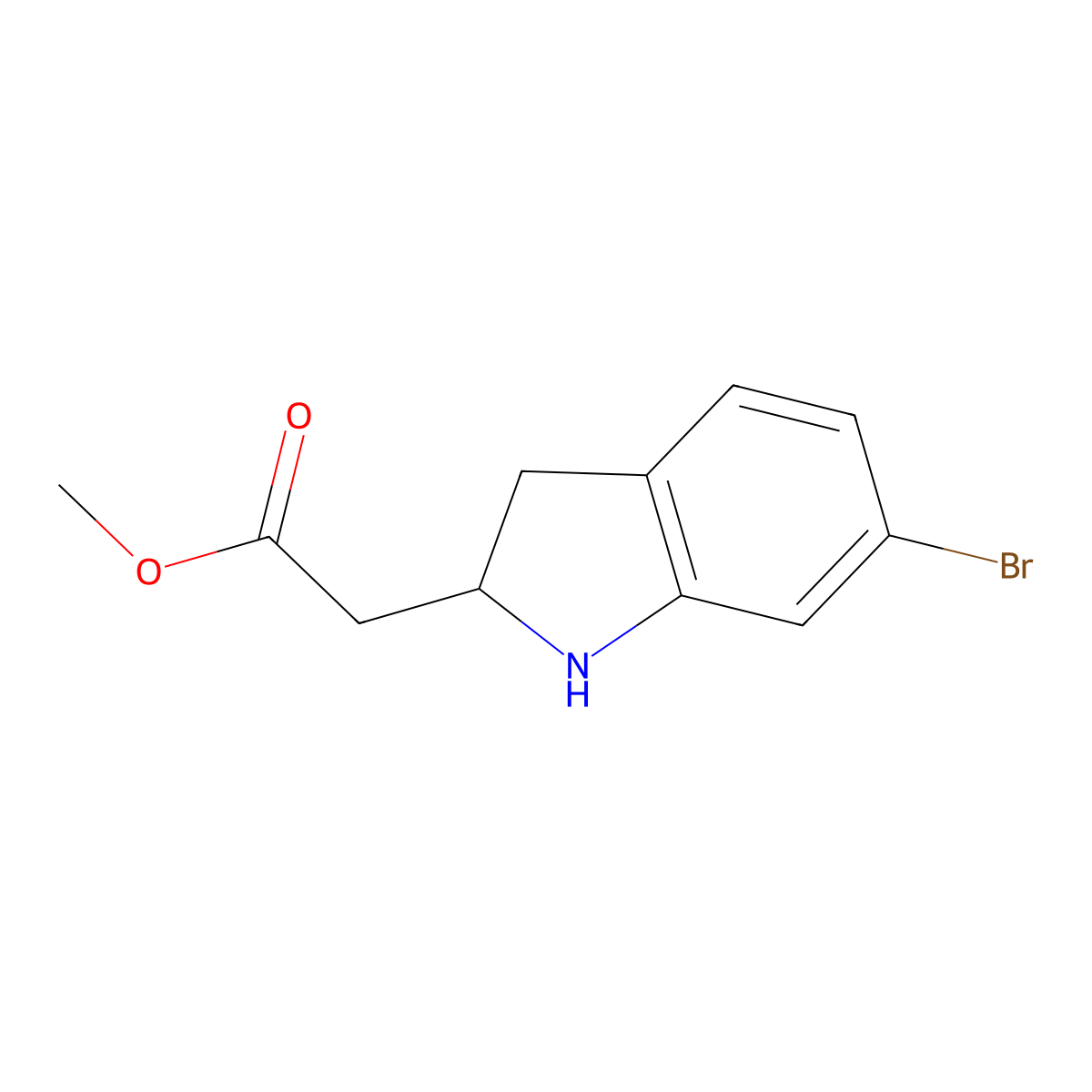 Methyl 2-(6-bromoindolin-2-yl)acetate molecular structure, CAS 1694631-31-6