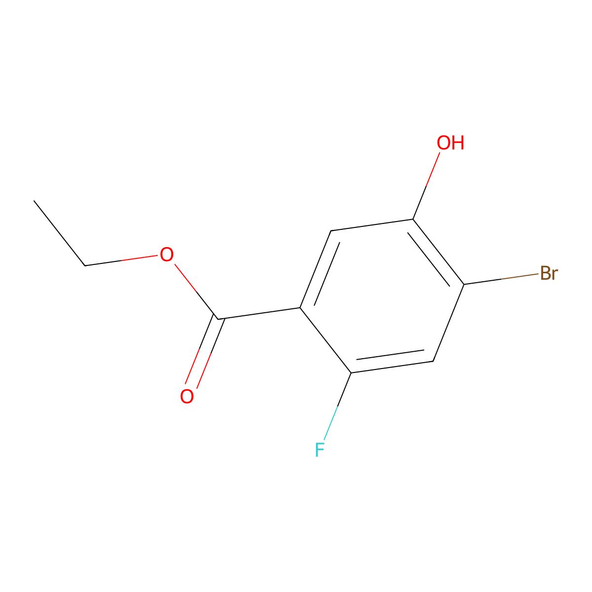 Ethyl 4-bromo-2-fluoro-5-hydroxybenzoate molecular structure, CAS 1694637-07-4