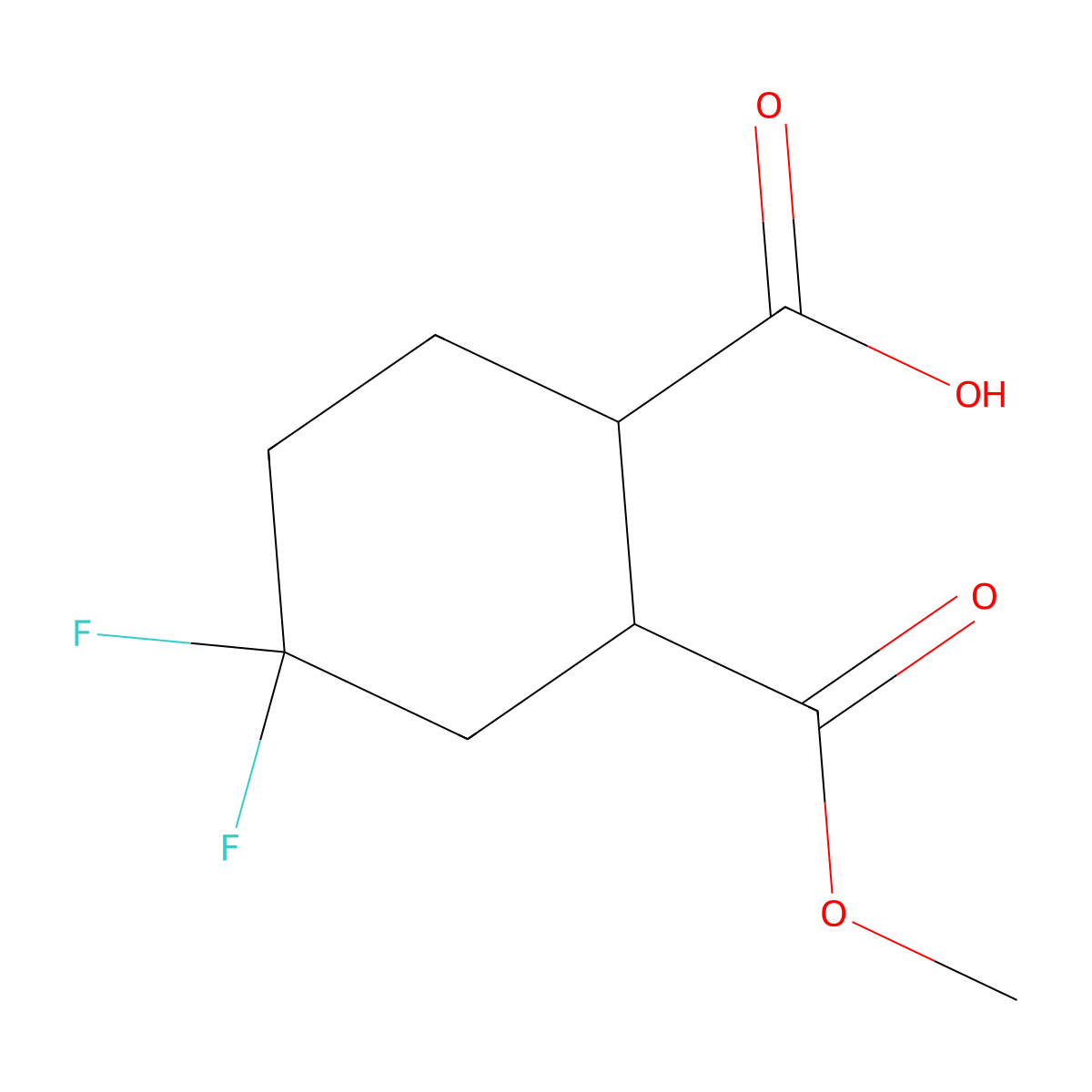 (1R,2R)-4,4-difluoro-2-(methoxycarbonyl)cyclohexane-1-carboxylic acid molecular structure, CAS 1694638-13-5