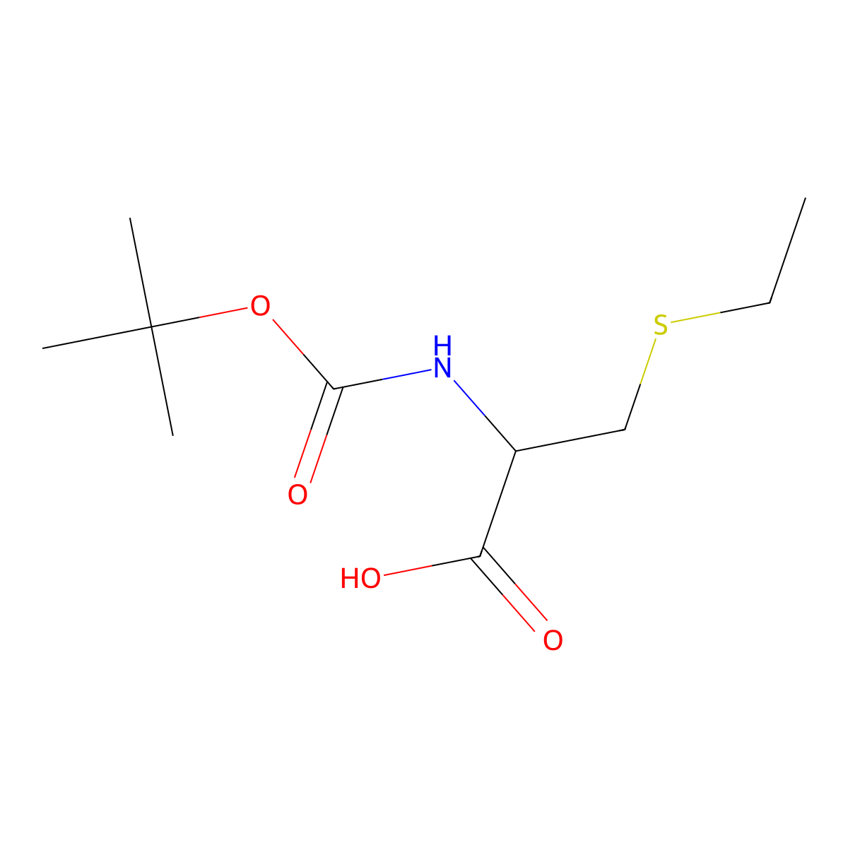 (2R)-2-{[(tert-butoxy)carbonyl]amino}-3-(ethylsulfanyl)propanoic acid molecular structure, CAS 16947-82-3