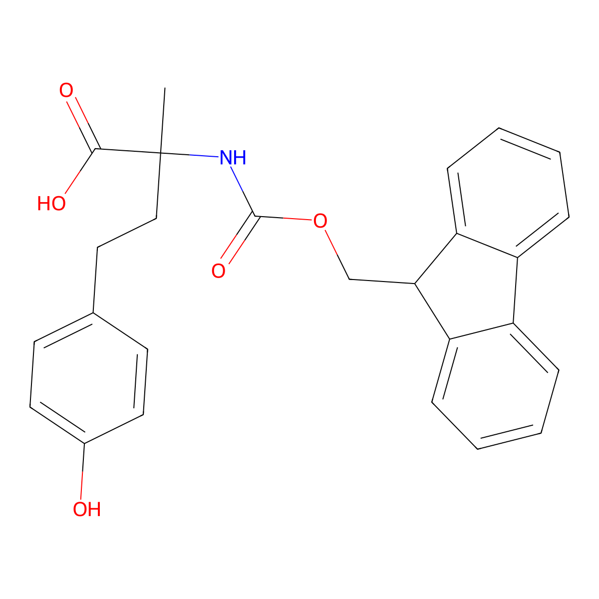 2-({[(9H-fluoren-9-yl)methoxy]carbonyl}amino)-4-(4-hydroxyphenyl)-2-methylbutanoic acid molecular structure, CAS 1694765-91-7