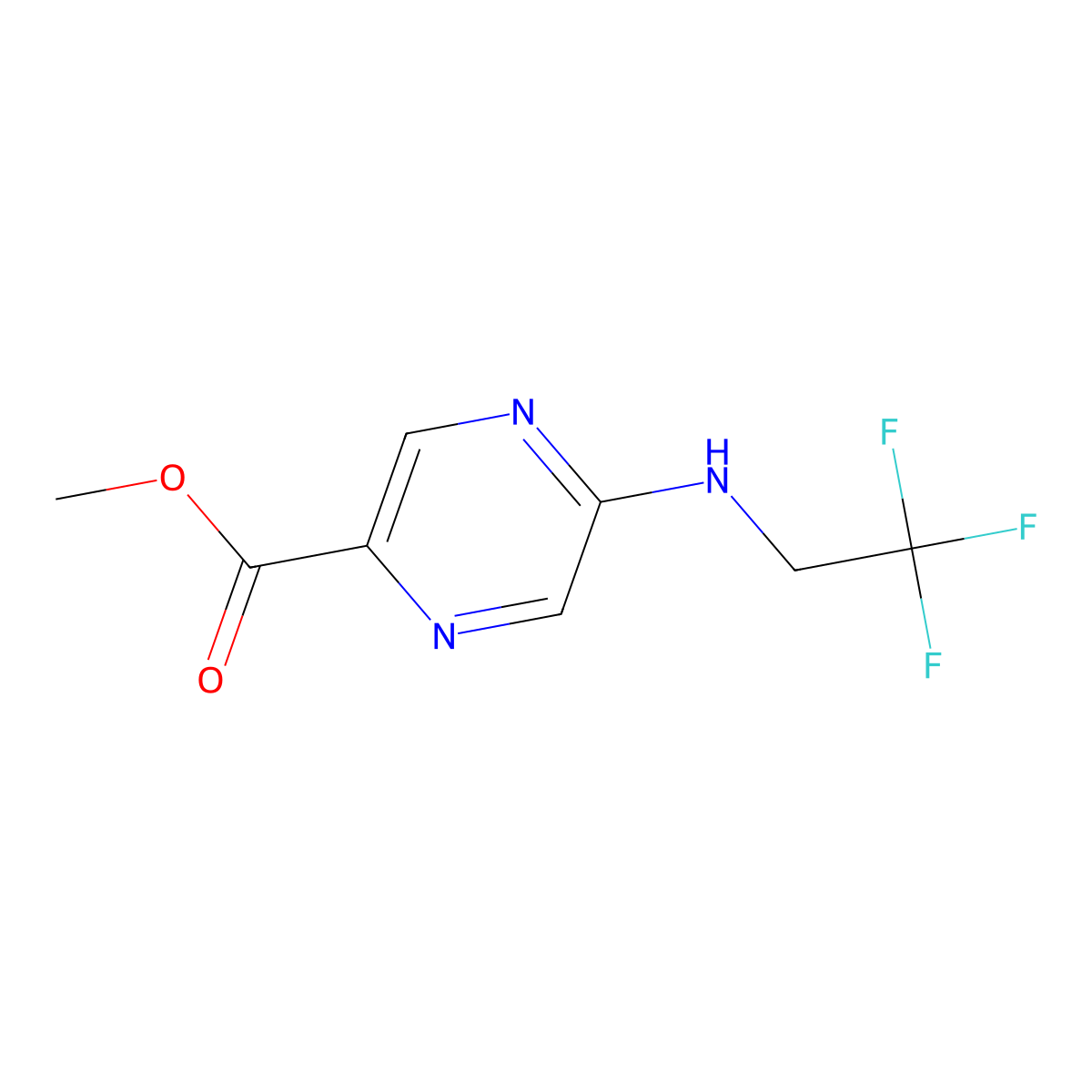 Methyl 5-[(2,2,2-trifluoroethyl)amino]pyrazine-2-carboxylate molecular structure, CAS 1694780-17-0