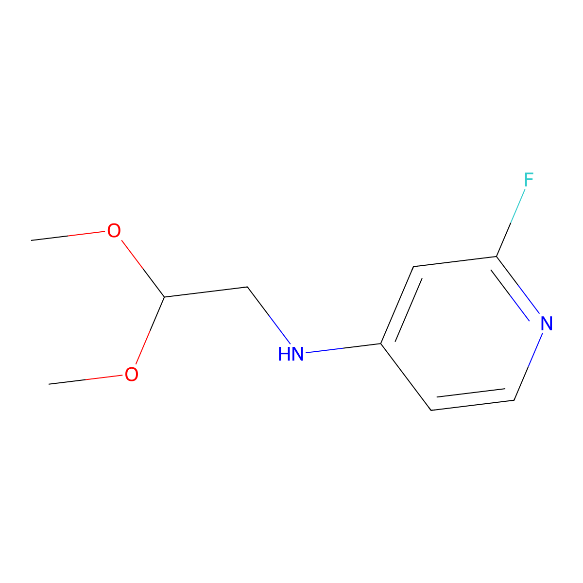 N-(2,2-dimethoxyethyl)-2-fluoropyridin-4-amine molecular structure, CAS 1694787-69-3
