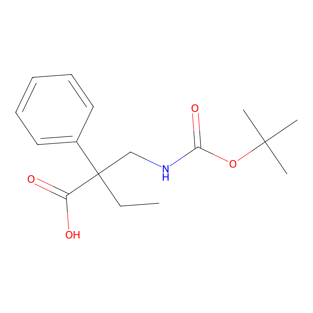 2-({[(Tert-butoxy)carbonyl]amino}methyl)-2-phenylbutanoic acid molecular structure, CAS 1694810-08-6