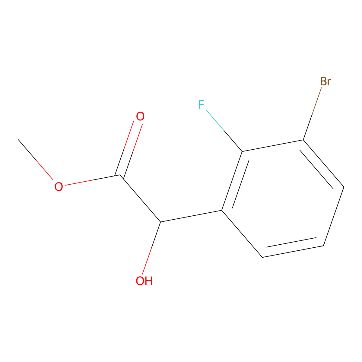 Methyl 2-(3-bromo-2-fluorophenyl)-2-hydroxyacetate molecular structure, CAS 1694818-90-0