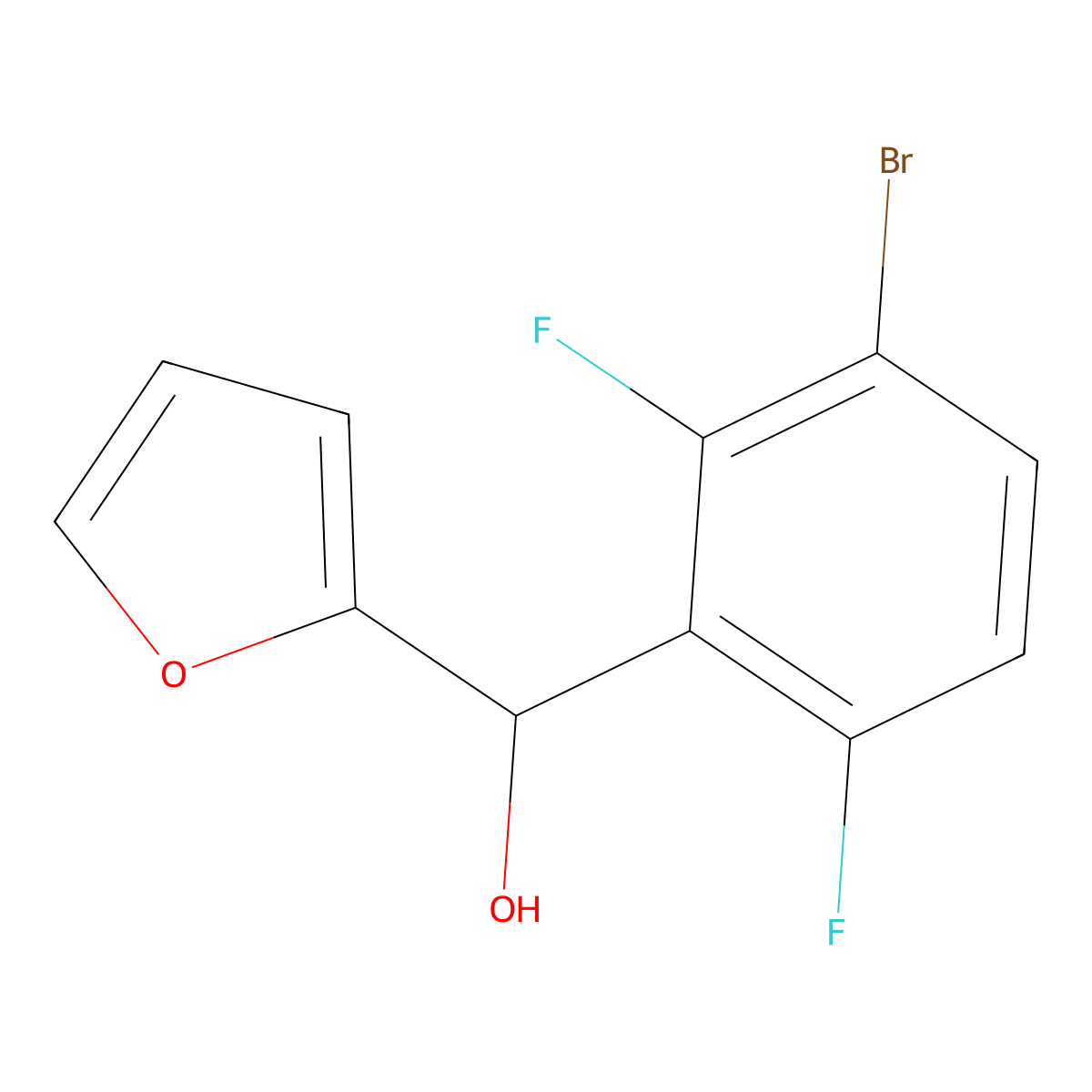 (3-Bromo-2,6-difluorophenyl)(furan-2-yl)methanol molecular structure, CAS 1694821-85-6